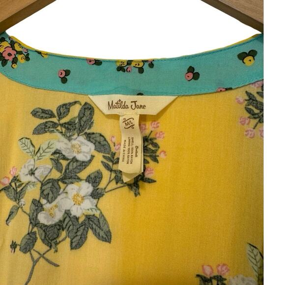Matilda Jane What A Catch Kimono Womens M/L Floral Yellow Aqua Swim Cover - Picture 3 of 6